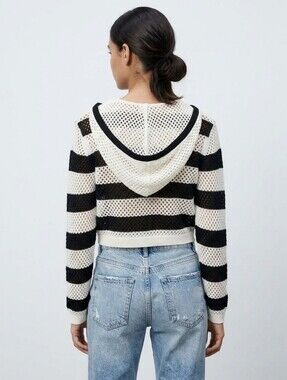 Zara Knit Cropped Top With Hoodie